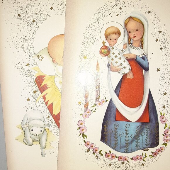 MCM Vintage Christmas Cards * 5 Boxed Cards / 4 Envelopes * Stardust c1950-60 - Picture 5 of 13